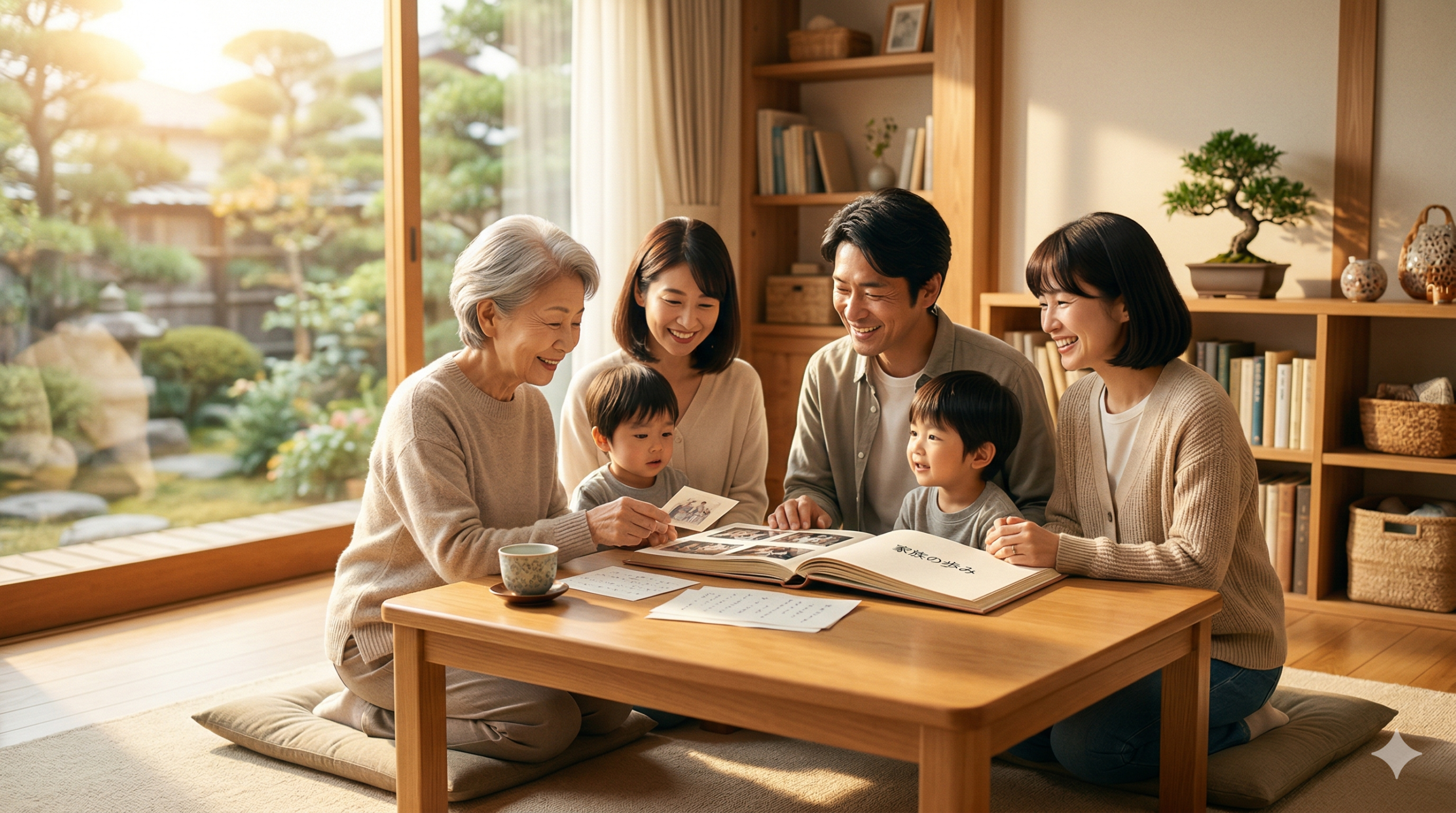 家族で役割を話し合うシーン