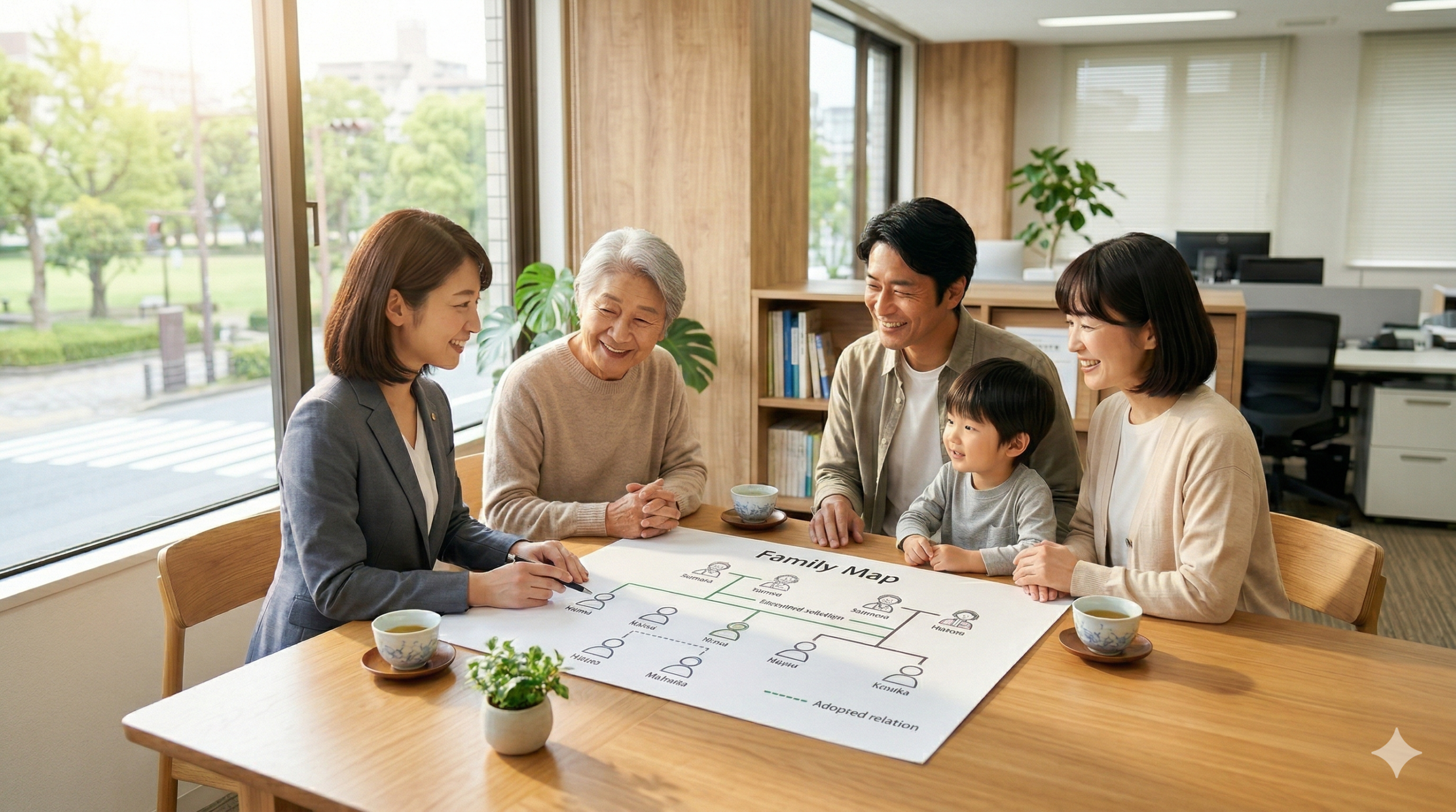 家系図作成と家族の振り返りイメージ